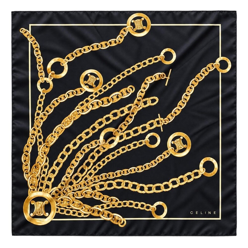 Vintage CELINE Black & Gold Chain Print Silk Scarf – Michael Kors Era